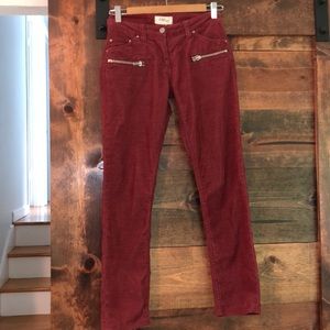 Isabel Marant Étoile Burgundy Corduroy Pants w/ Zipper Details US 1/26